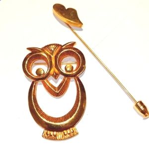 Vintage Owl Brooch+ Bonus Pin